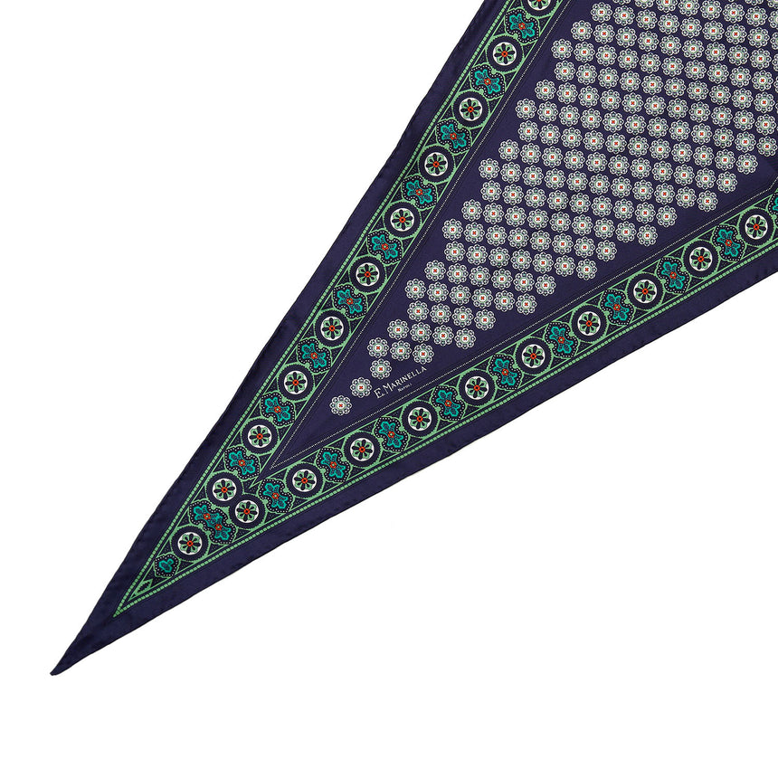 DARK BLUE SILK DIAMOND SHAPE SCARF