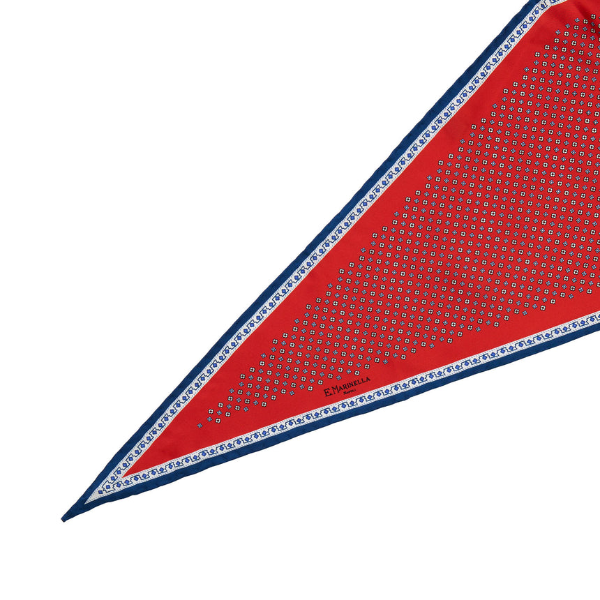 RED PRINTED SILK DIAMOND SHAPE SCARF