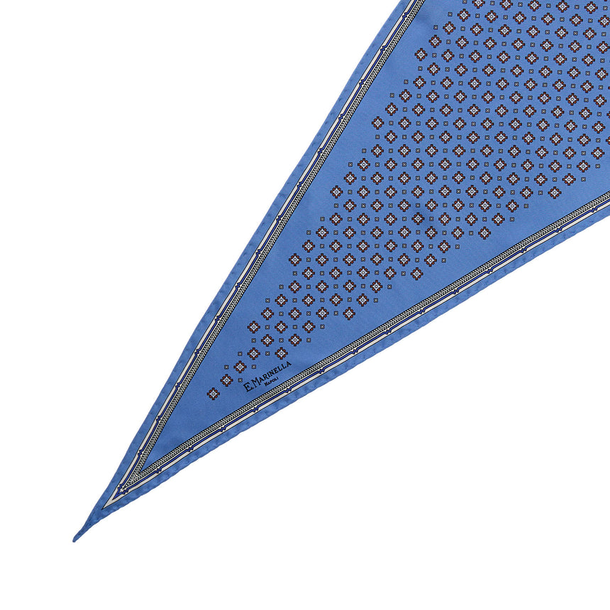 POWDER BLUE PRINTED SILK DIAMOND SHAPE SCARF