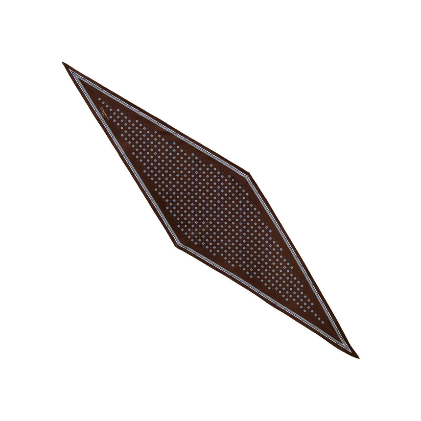 DARK BROWN PRINTED SILK DIAMOND SHAPE SCARF