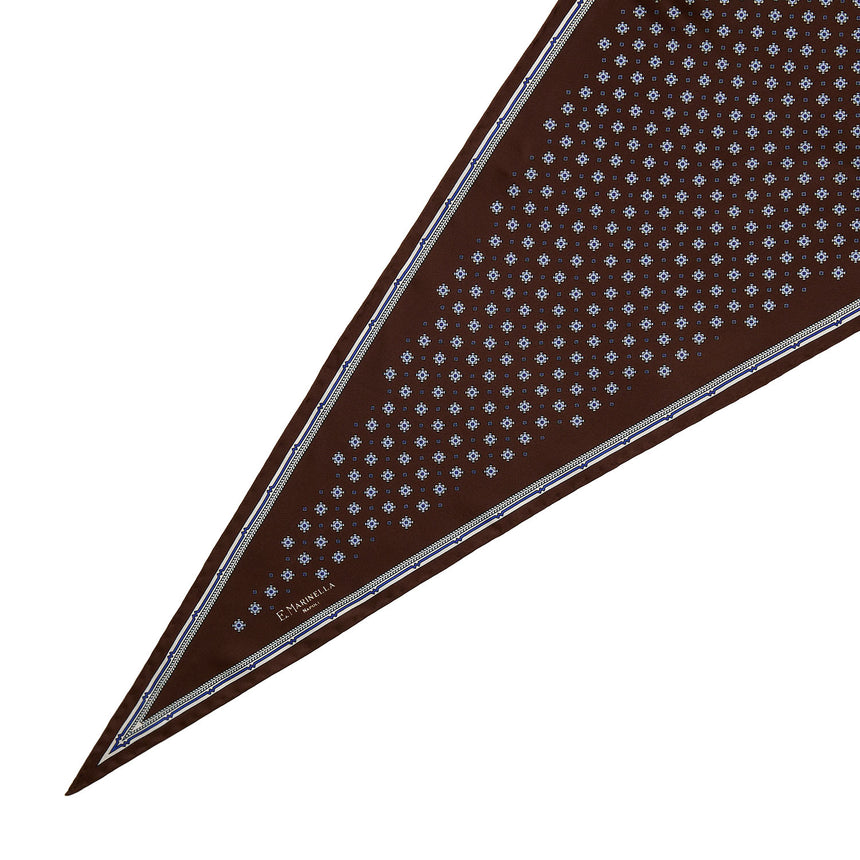 DARK BROWN PRINTED SILK DIAMOND SHAPE SCARF
