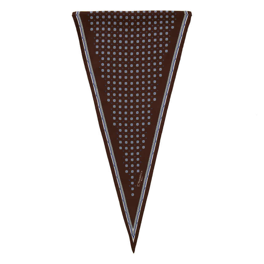 DARK BROWN PRINTED SILK DIAMOND SHAPE SCARF