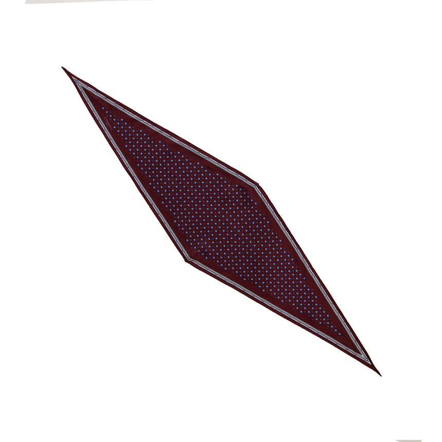 BURGUNDY PRINTED SILK DIAMOND SHAPE SCARF