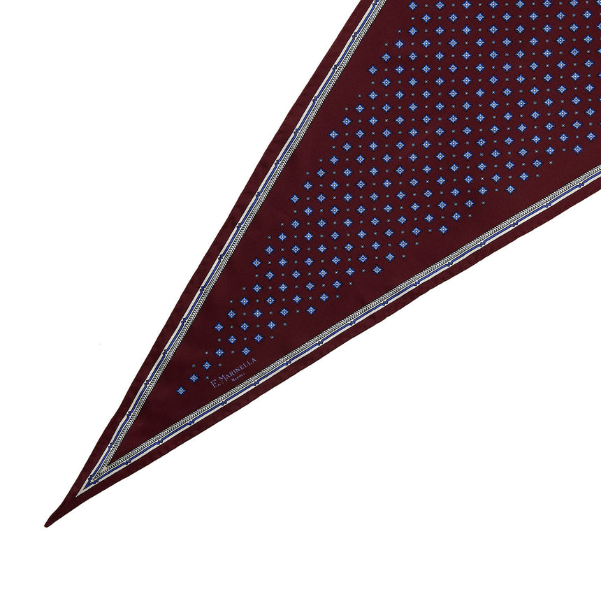 BURGUNDY PRINTED SILK DIAMOND SHAPE SCARF
