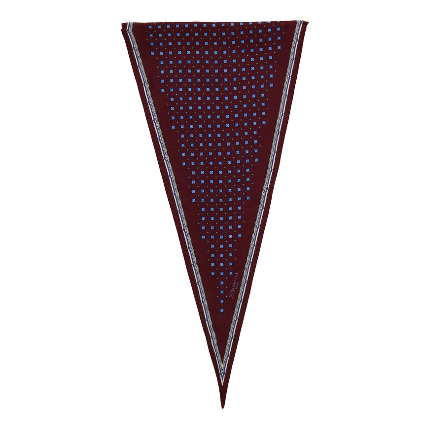 BURGUNDY PRINTED SILK DIAMOND SHAPE SCARF