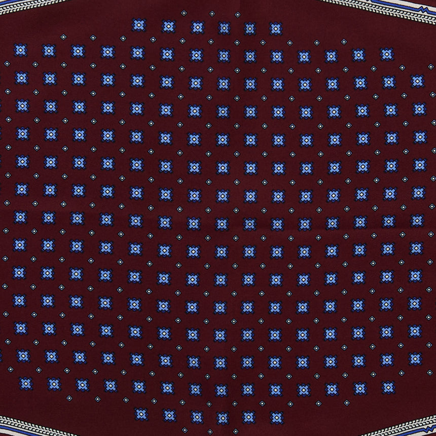 BURGUNDY PRINTED SILK DIAMOND SHAPE SCARF