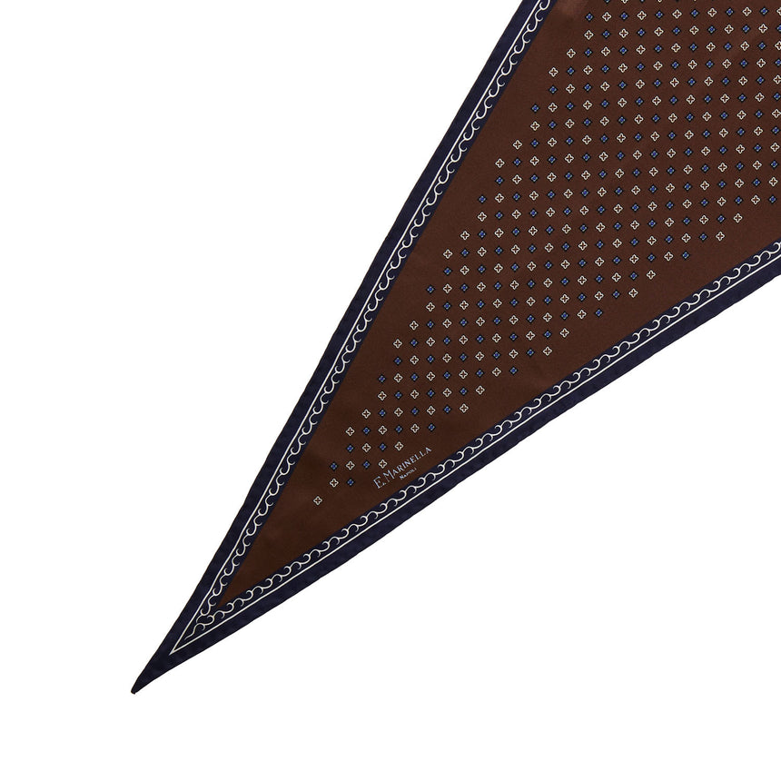 DARK BROWN PRINTED SILK DIAMOND SHAPE SCARF