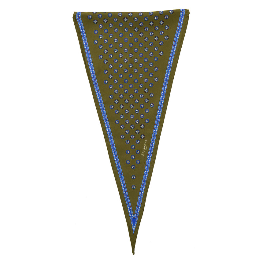OLIVE GREEN SILK DIAMOND SHAPE SCARF