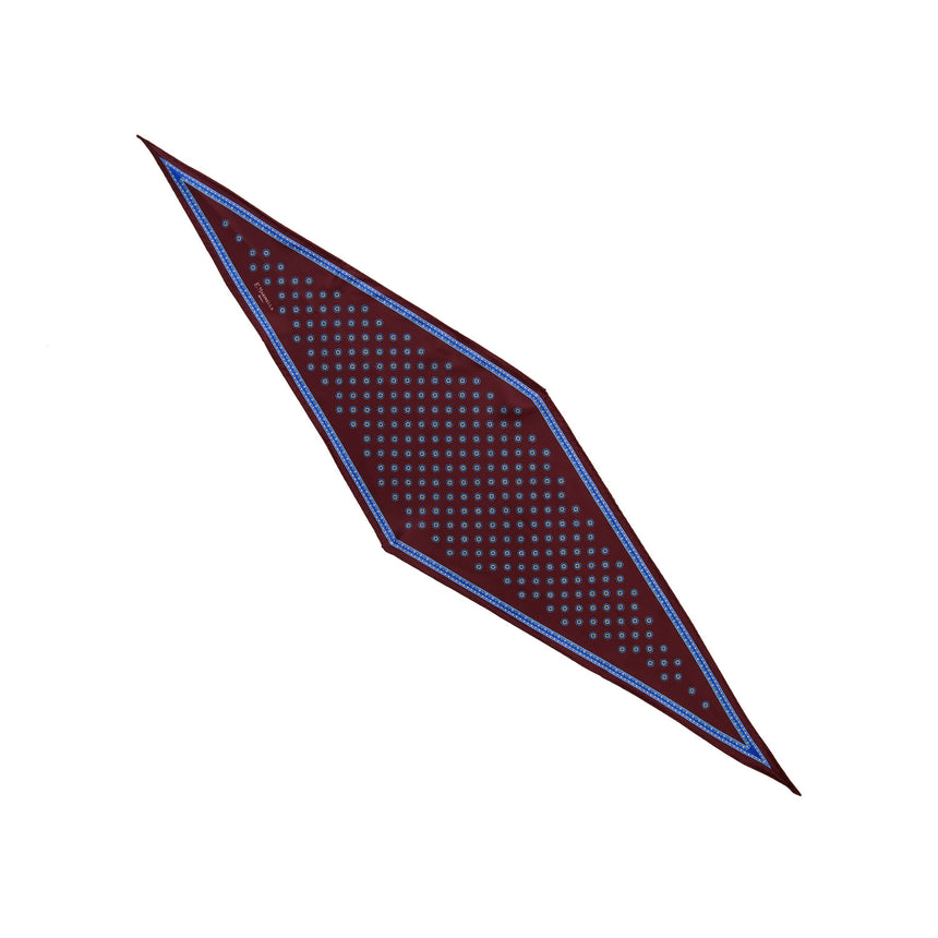 BURGUNDY PRINTED SILK DIAMOND SHAPE SCARF