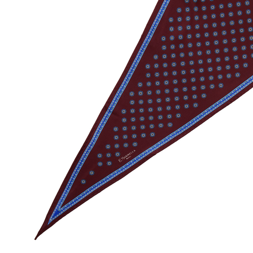 BURGUNDY PRINTED SILK DIAMOND SHAPE SCARF