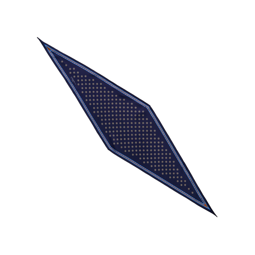FOULARD ROMBO IN SETA STAMPATA BLU SCURO