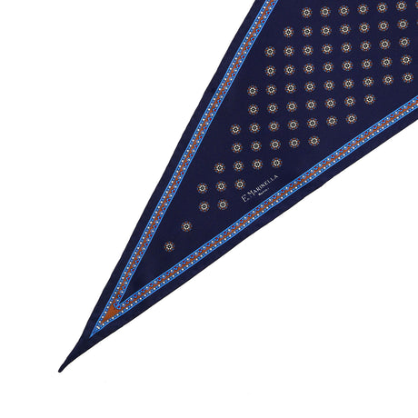 DARK BLUE PRINTED SILK DIAMOND SHAPE SCARF