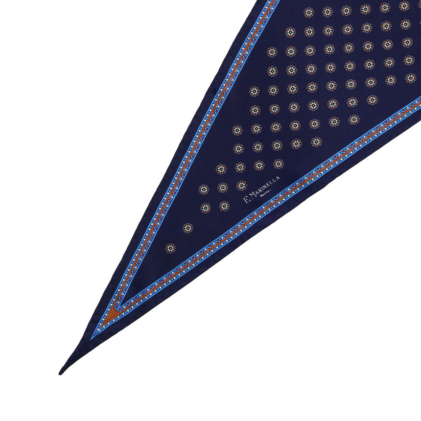 FOULARD ROMBO IN SETA STAMPATA BLU SCURO