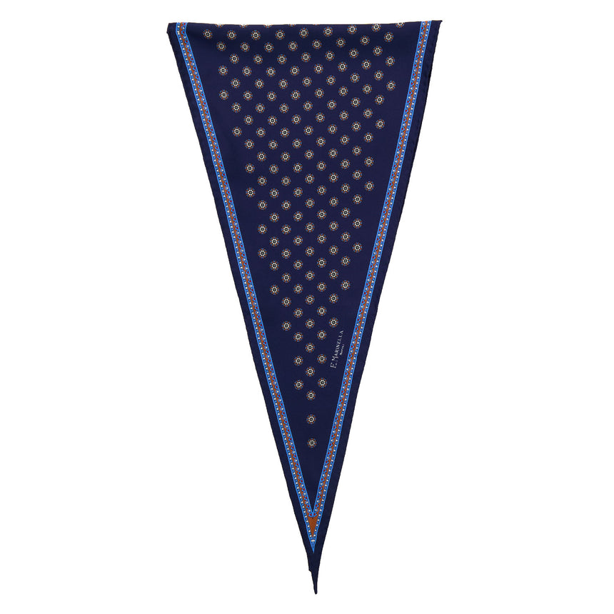 FOULARD ROMBO IN SETA STAMPATA BLU SCURO