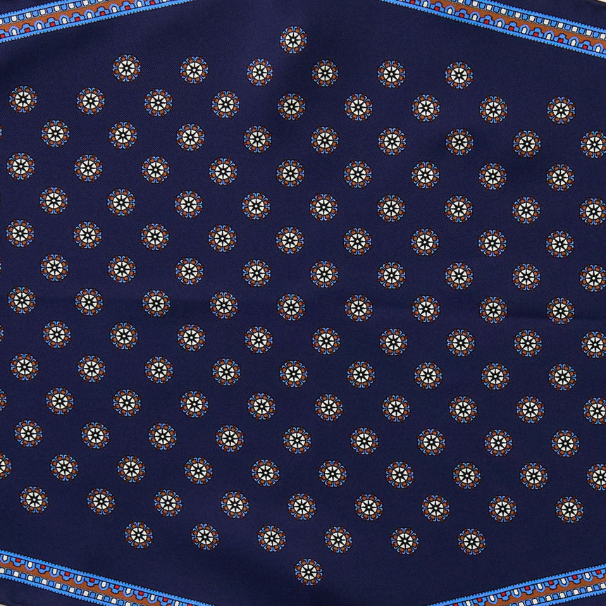 FOULARD ROMBO IN SETA STAMPATA BLU SCURO