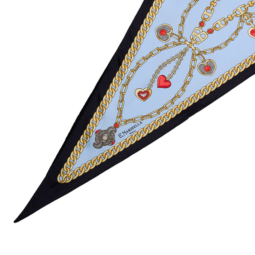 FOULARD ROMBO IN SETA AZZURRO