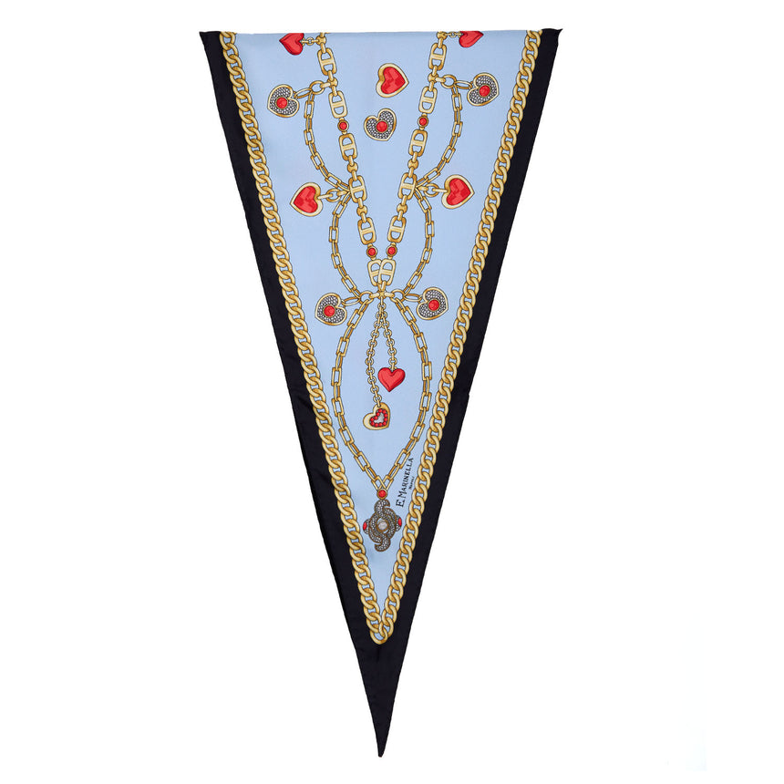 FOULARD ROMBO IN SETA AZZURRO