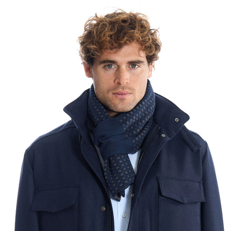 SCALDACOLLO BLU E MARRONE SCURO MICROFANTASIA