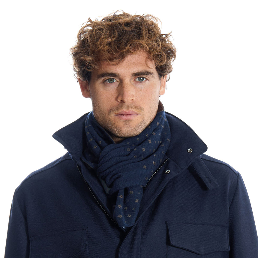 DARK BLUE NECK WARMER WITH MICRO PATTERN