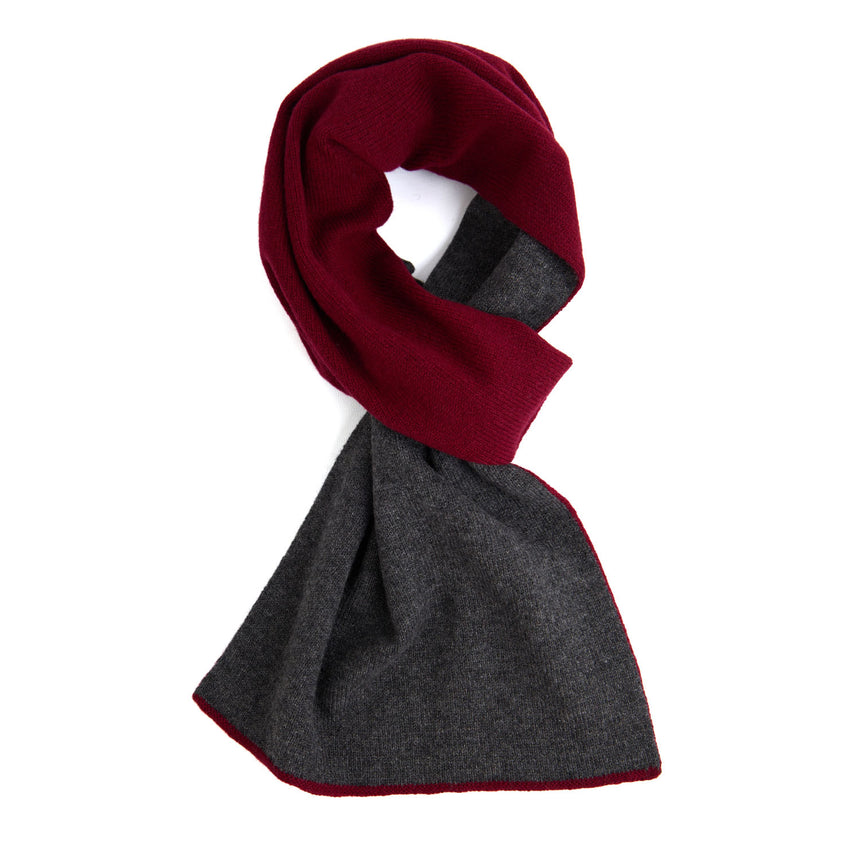 BURGUNDY AND DARK GREY TWO-TONE CASHMERE NECK WARMER