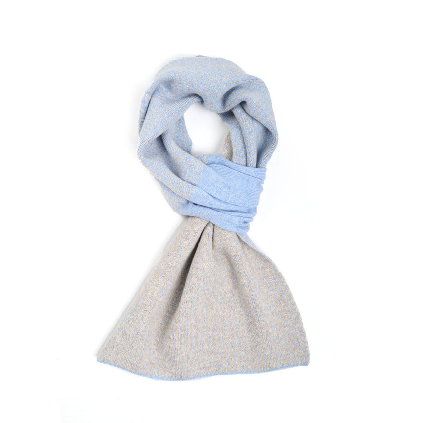 LIGHT BLUE AND BEIGE NECK WARMER WITH MICRO PATTERN