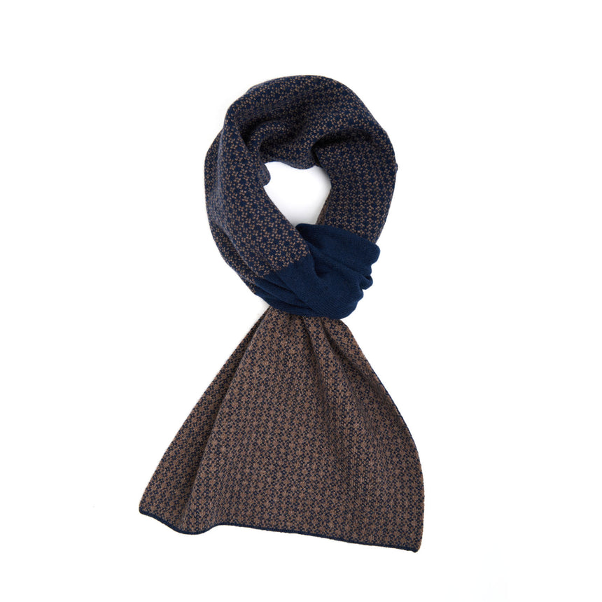 SCALDACOLLO BLU E MARRONE SCURO MICROFANTASIA