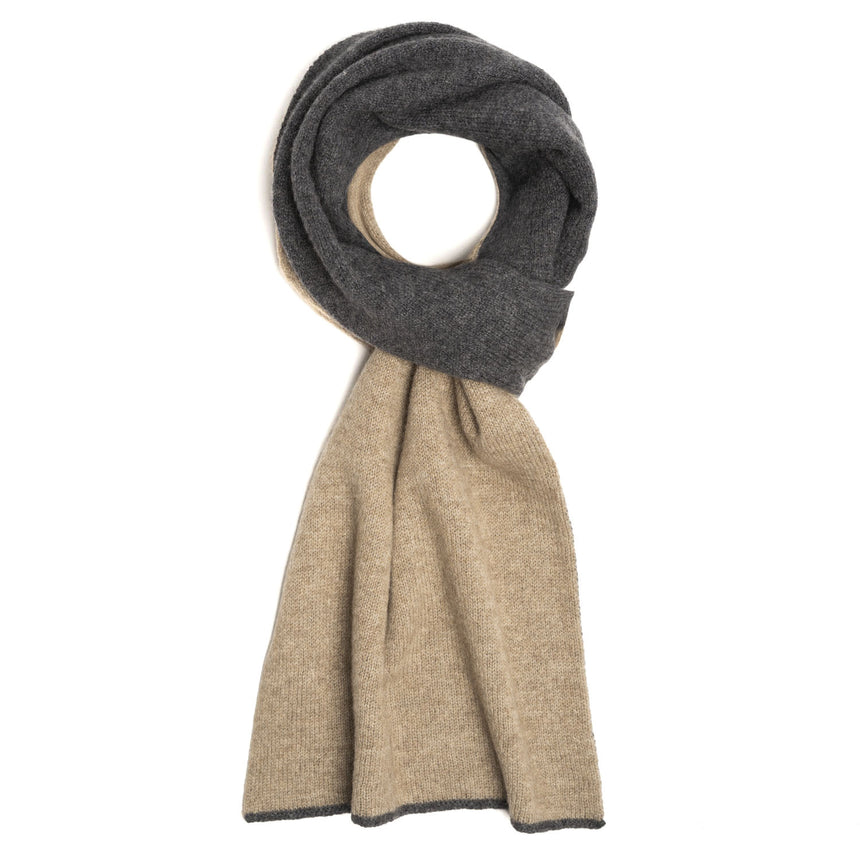 SCALDACOLLO BICOLORE GRIGIO E MARRONE CHIARO IN CASHMERE