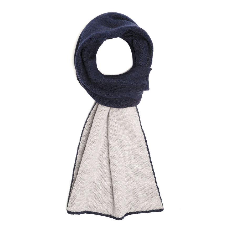 SCALDACOLLO BICOLORE BLU NOTTE E BEIGE IN CASHMERE