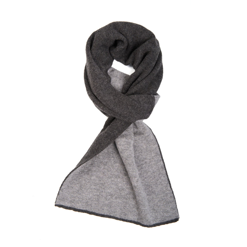 DARK GREY TWO-TONE CASHMERE NECK WARMER