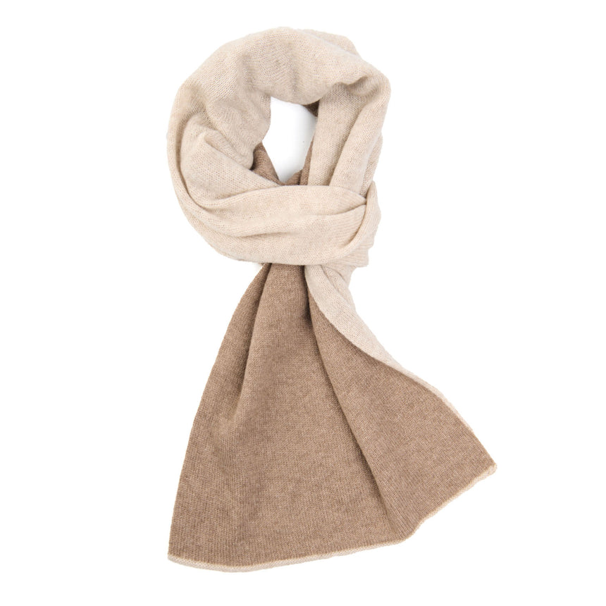 SCALDACOLLO BICOLORE BEIGE E MARRONE IN CASHMERE