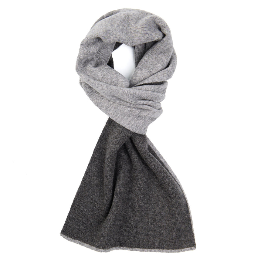 GREY TWO-TONE CASHMERE NECK WARMER