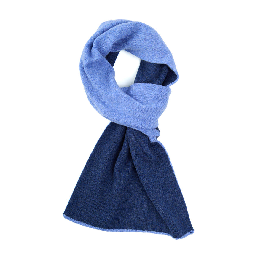 POWDER BLUE AND BLUE TWO-TONE CASHMERE NECK WARMER