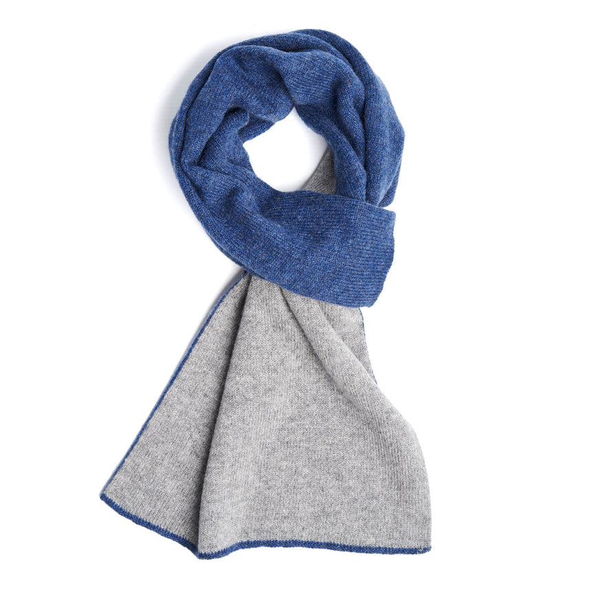 SCALDACOLLO BICOLORE BLU E GRIGIO IN CASHMERE