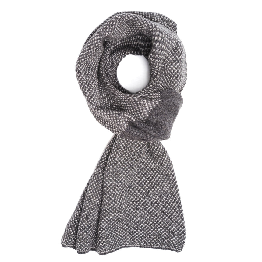 GRAY AND BEIGE CASHMERE NECK WARMER