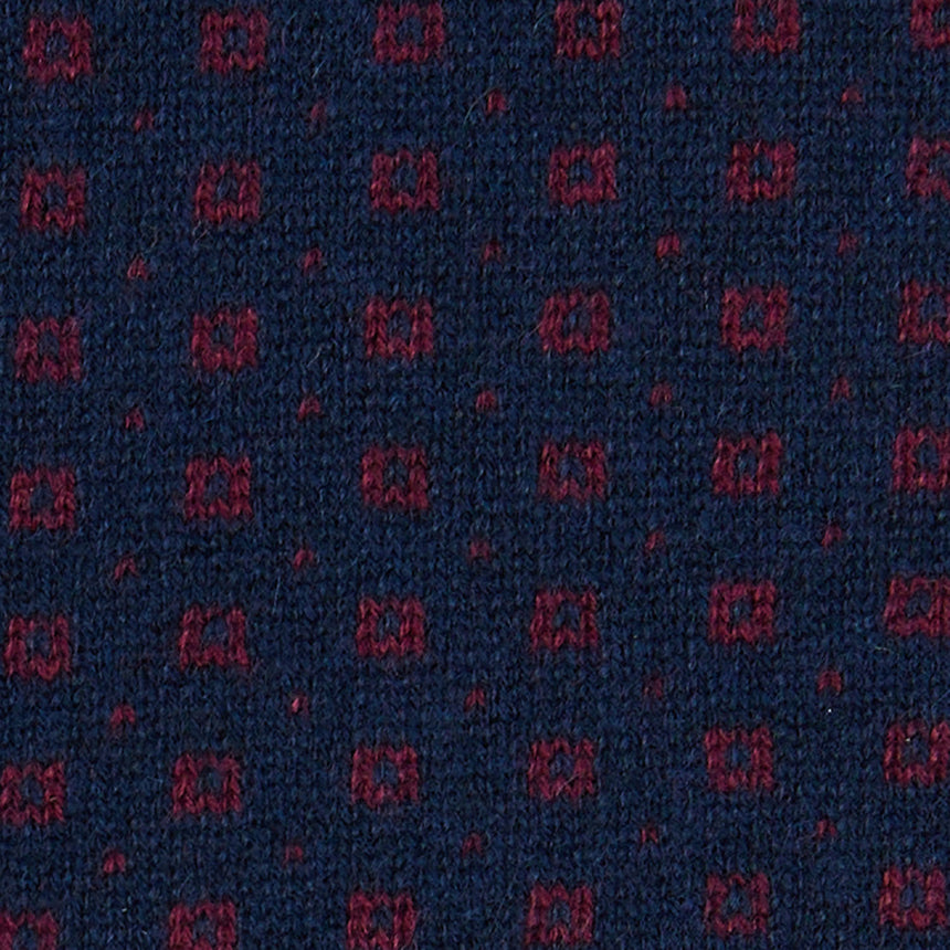 DARK BLUE AND BURGUNDY NECK WARMER WITH MICRO PATTERN