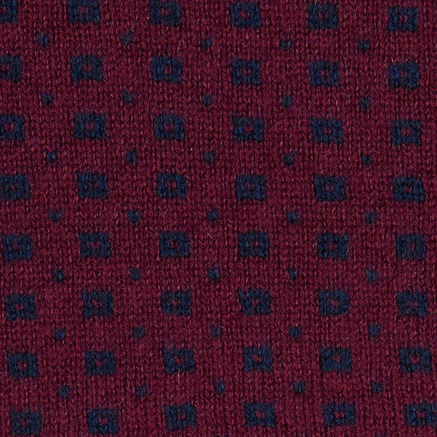 DARK BLUE AND BURGUNDY NECK WARMER WITH MICRO PATTERN