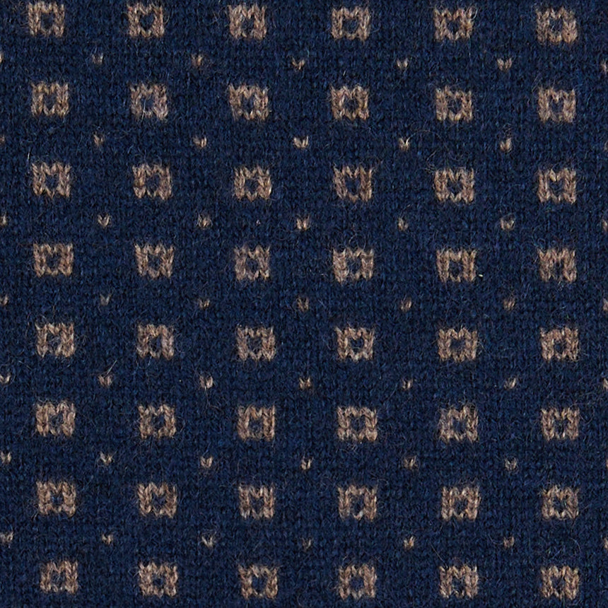 DARK BLUE AND BROWN NECK WARMER WITH MICRO PATTERN