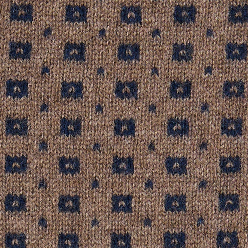 DARK BLUE AND BROWN NECK WARMER WITH MICRO PATTERN