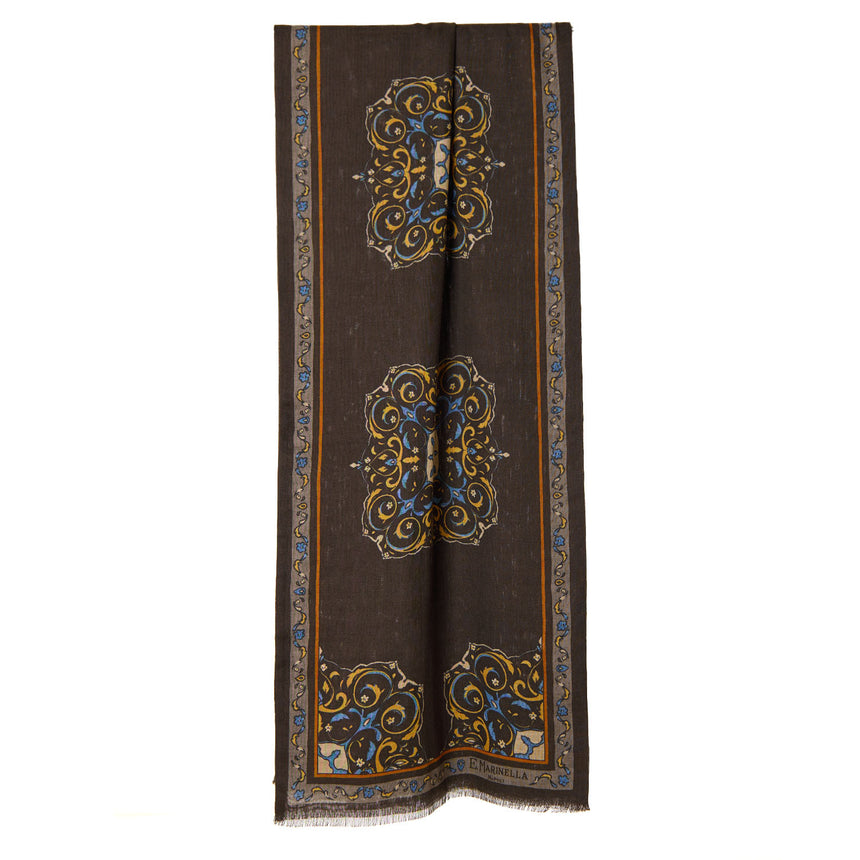 DARK BROWN WOOL AND SILK STOLE