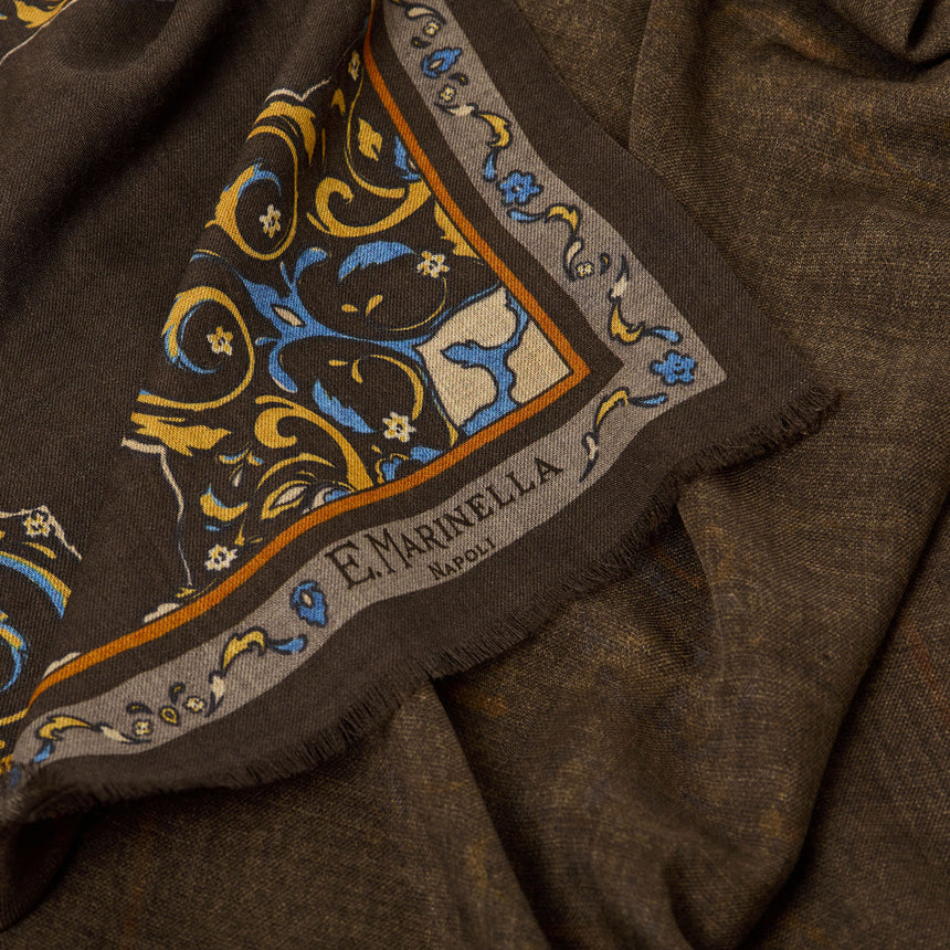 DARK BROWN WOOL AND SILK STOLE