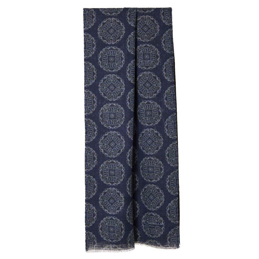 DARK BLUE WOOL AND SILK STOLE