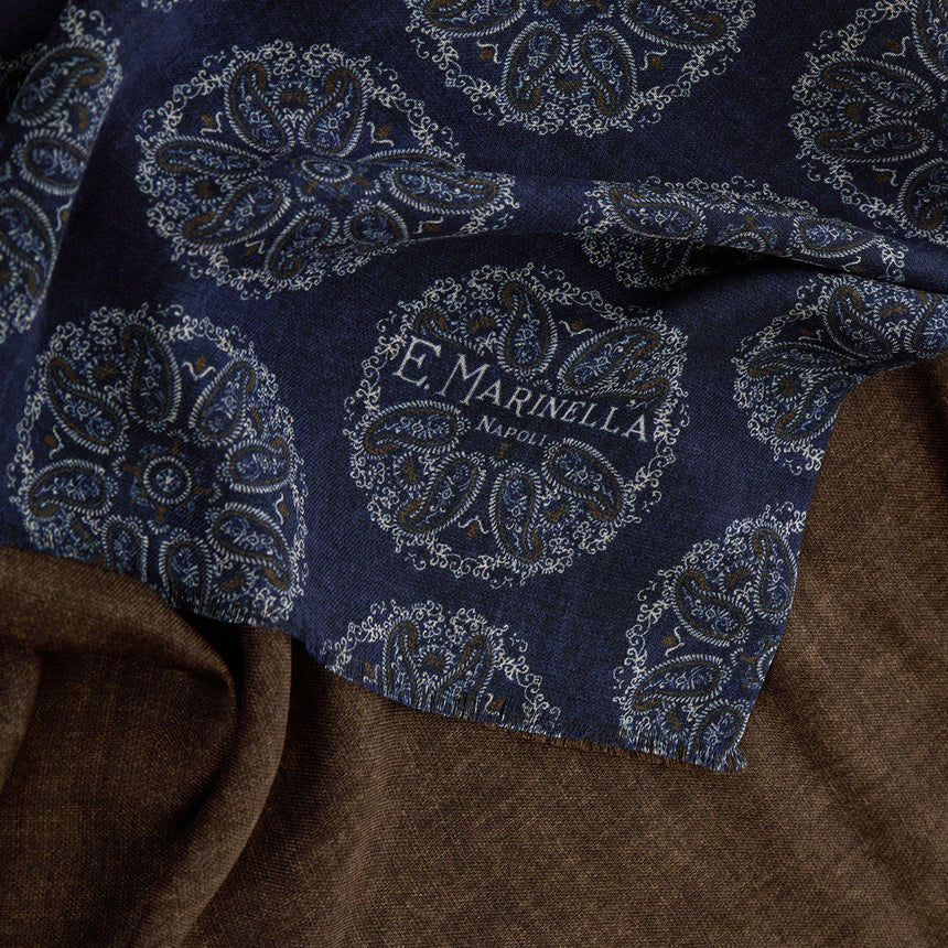 DARK BLUE WOOL AND SILK STOLE