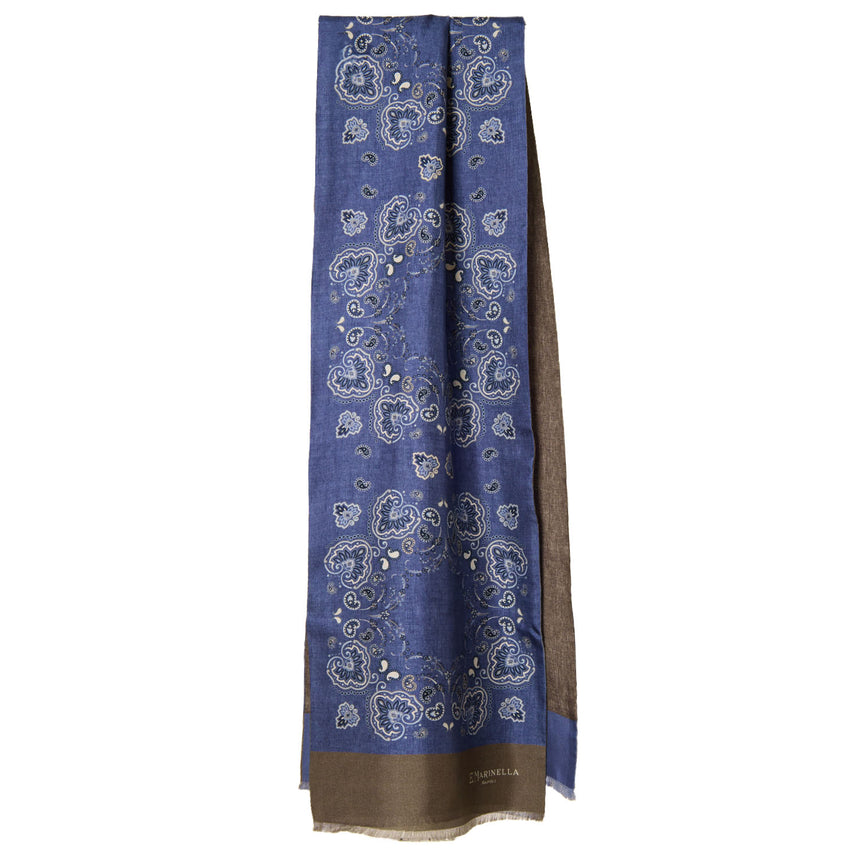 SCIARPA TUBOLARE BLU IN SETA TWILL