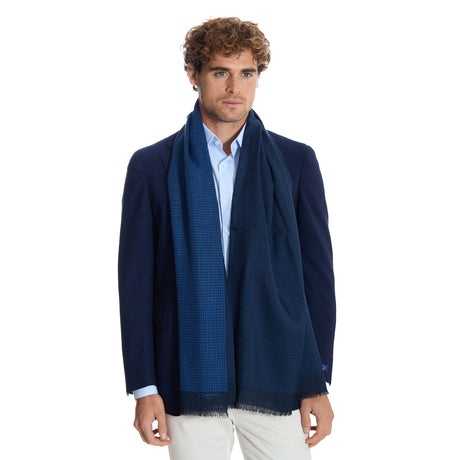 DARK BLUE WOOL AND SILK SCARF