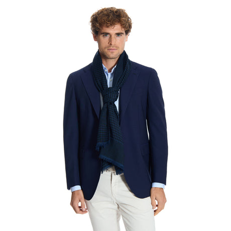 DARK BLUE WOOL AND SILK SCARF