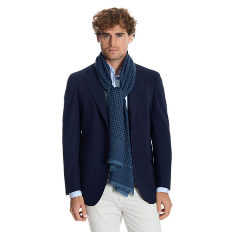 SCIARPA BLU SCURO IN LANA E SETA