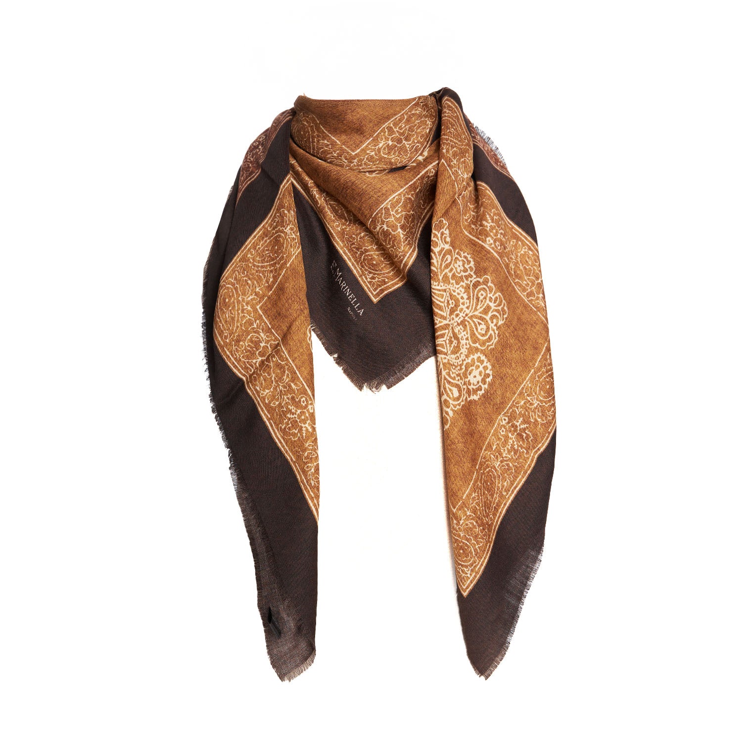Dark Brown Wool And Silk Stole - Alternate Checks – E.Marinella