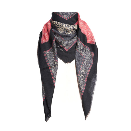 PINK BLACK WOOL AND SILK STOLE
