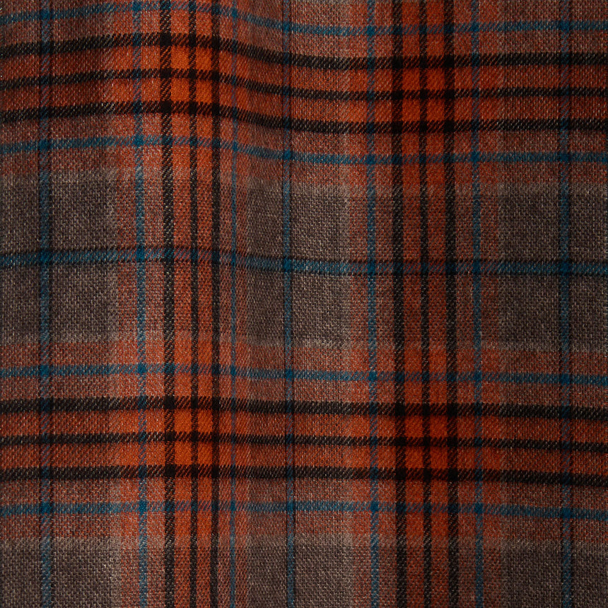 BROWN AND GREEN FRINGED SCARF