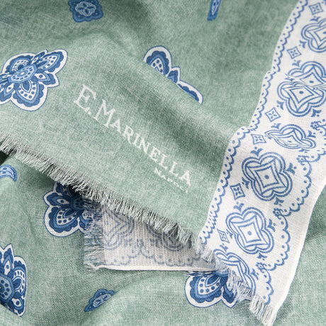 GREEN COTTON AND LINEN SCARF